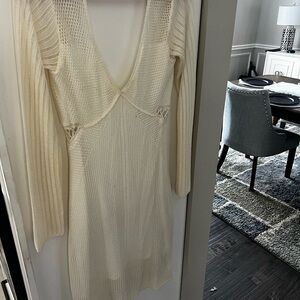 Guess Cream Knit Backless Mini Dress